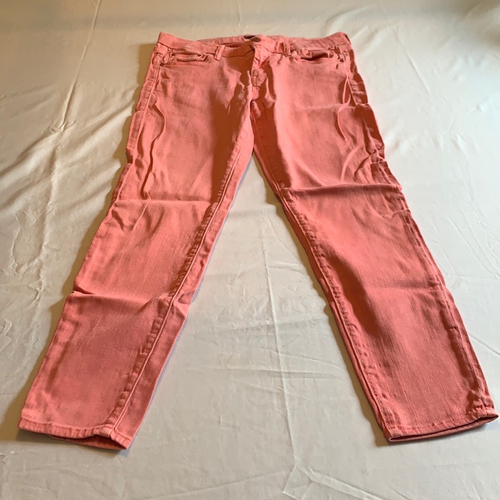Mother Coral/Pink Crop Jeans - 28